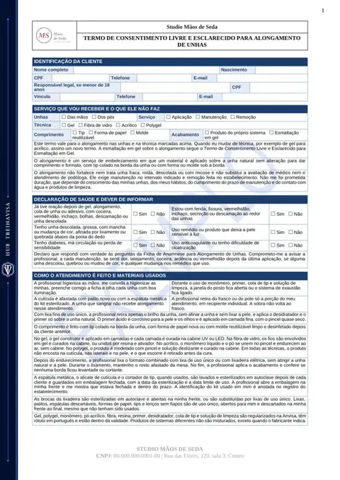 Termo de consentimento para alongamento